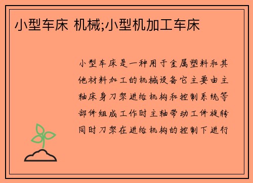 小型车床 机械;小型机加工车床