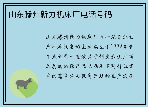 山东滕州新力机床厂电话号码
